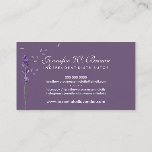 ラベンダーサークルフレームパープルエレガントフローラ 名刺 (裏面)