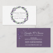 ラベンダーサークルフレームパープルエレガントフローラ 名刺 (正面/裏面)