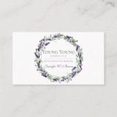 ラベンダーサークルフレームパープルエレガントフローラ 名刺 (正面)