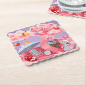 ラベンダーサーレアルピンクコースターセット ペーパーコースター (アングル)