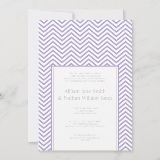 ラベンダーシェブロンプリント結婚式招待状 招待状 (正面)
