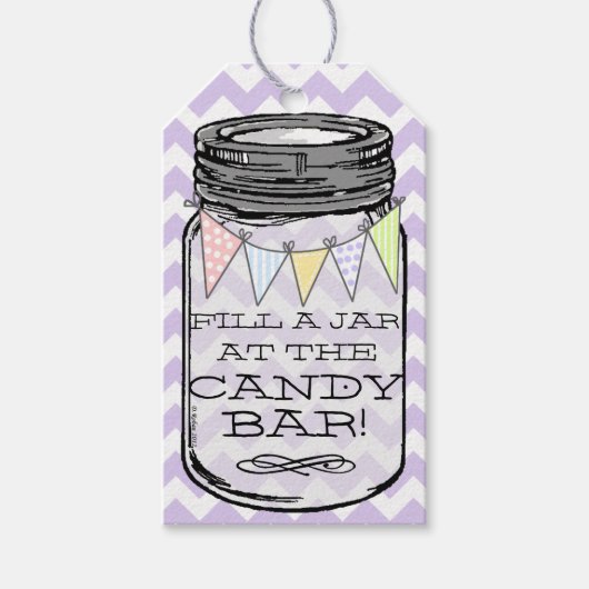ラベンダーシェブロン – 私たちのキャンディバーで瓶を埋める ギフトタグ (正面)