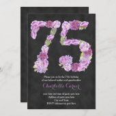 ラベンダーシャルボード75th誕生日パーティーの招待 招待状 (正面/裏面)