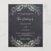 ラベンダーシャルボードQR予算結婚式招待状 (正面)