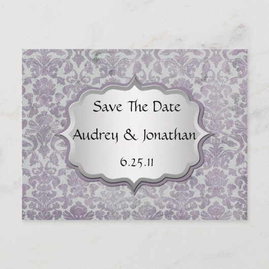 ラベンダーシルバーグランジダマスク日付を保存 案内ポストカード (正面)