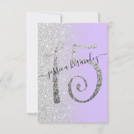 ラベンダーシルバーグリッターキンセアニラ日付を保存 (裏面)