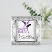 ラベンダーシルバースウィート16マスカレードパーティー 招待状 (スタンド正面)