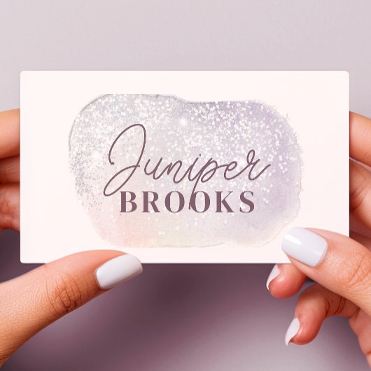 ラベンダーシルバーソーシャルメディアQRコードグリッター 名刺