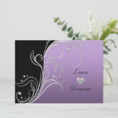 ラベンダーシルバーブラックフローラスワーズ披露宴のみ 招待状 (スタンド正面)