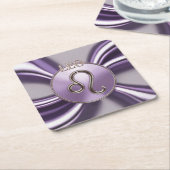 ラベンダーシルバーレオコースターセット スクエアペーパーコースター (アングル)