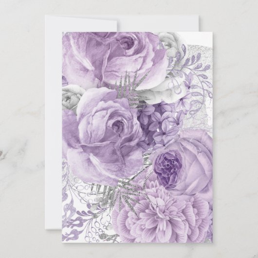 ラベンダーシルバー結婚フローラズドレスブライダルシャワー 招待状 (裏面)