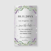 ラベンダーシルバー結婚式Dateマグネットを保存 (正面)