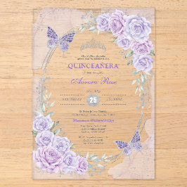 ラベンダーシルバー キンセアネーラ Mis Quince 15 Anos アクリル招待状