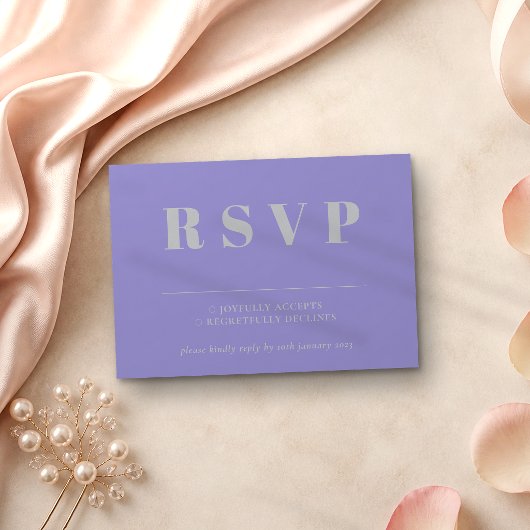 ラベンダーシルバーRSVP結婚式返信 出欠カード