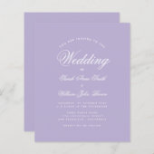ラベンダーシンプル結婚式招待状バジェットパープル (正面/裏面)
