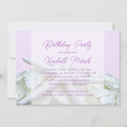 ラベンダーシースターフローラ誕生日パーティー 招待状 (正面)