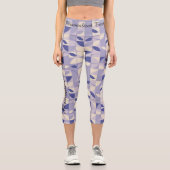 ラベンダージオメトリックモダンス:抽象芸術パターン カプリレギンス (正面)