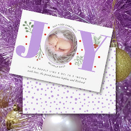 ラベンダージョイ初めてのクリスマスフォトベビー誕生 案内状