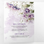 ラベンダースイートピーストリフォールド結婚ズ 三つ折り招待状 (内部最初)