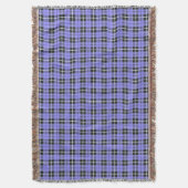 ラベンダースカイライトブルー白/黒ストライプ色 スローブランケット (正面縦)