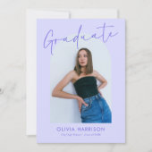 ラベンダースクリプモダントArch写真卒業 招待状 (正面)