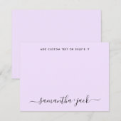 ラベンダーススタイリッシュクリプトエレガントミニマル ノートカード (正面/裏面)