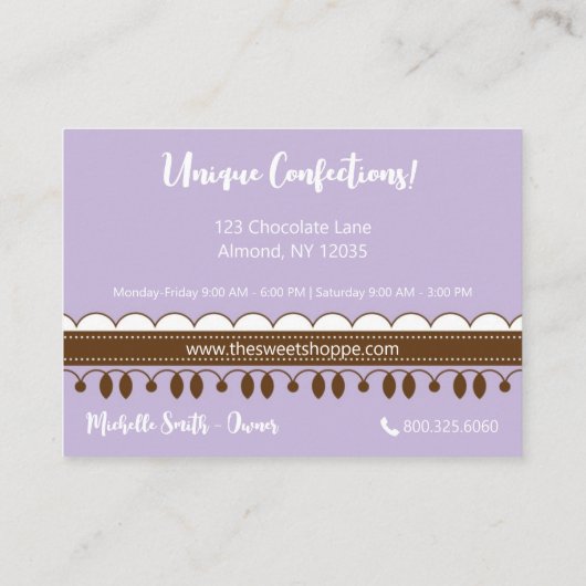 ラベンダーストライプキャンディースイートショッペ 名刺 (裏面)