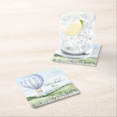 ラベンダーストライプバルーンフラワーブライダルシャワー スクエアペーパーコースター (インサイチュ)