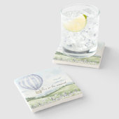 ラベンダーストライプ風船花飾り ブライダルシャワー ストーンコースター (横)