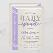 ラベンダーストーリーブックライブラリベビーガール振りかける 招待状 (正面/裏面)