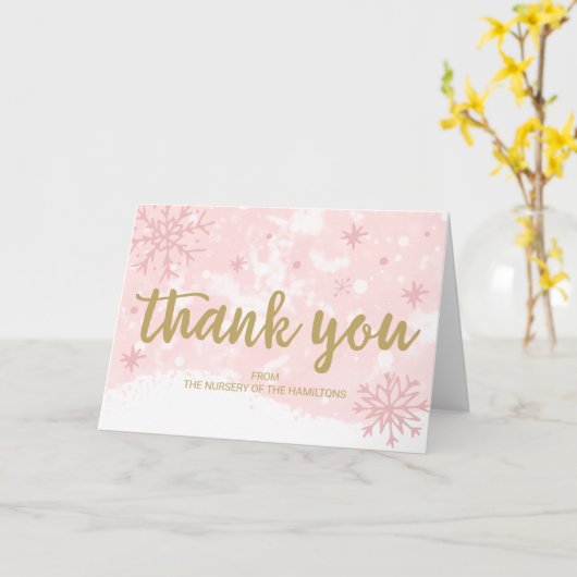 ラベンダースノーフレーク冬の赤ちゃんシャワーありがとうC カード (黄色い花)