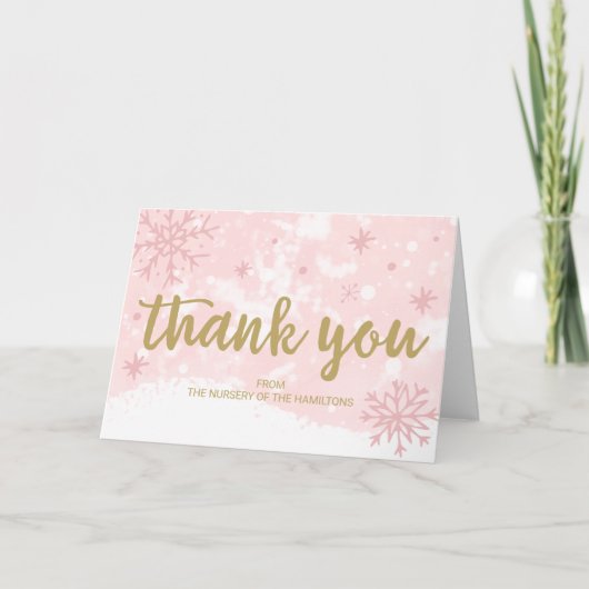 ラベンダースノーフレーク冬の赤ちゃんシャワーありがとうC カード (正面)