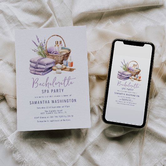 ラベンダースパデイブライダルシャワー 招待状