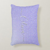 ラベンダースパークルソフトパステル名前をカスタムする アクセントクッション (正面(垂直))