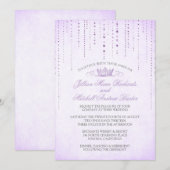 ラベンダースパークル＆クラウンフェアリーテールウェディング 招待状 (正面/裏面)