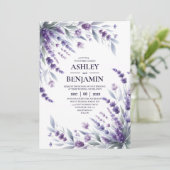ラベンダースパープルエレガントフローラ水彩 招待状 (スタンド正面)