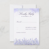 ラベンダースフィールドフローラパープルウェディングRSVP 出欠カード (正面)