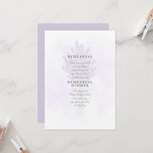 ラベンダースプラッシュ淡い色のフローラリハーサル 招待状 (正面/裏面インサイチュ)