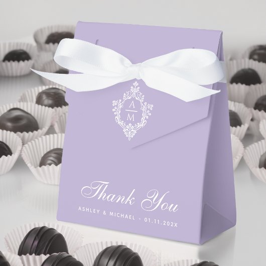 ラベンダーズ結婚モノグラムヴィンテージクレストありがとう フェイバーボックス
