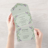 ラベンダーセイバイオレットフローラユーカリ結婚ス オールインワン招待状 (貼ってはがせる)