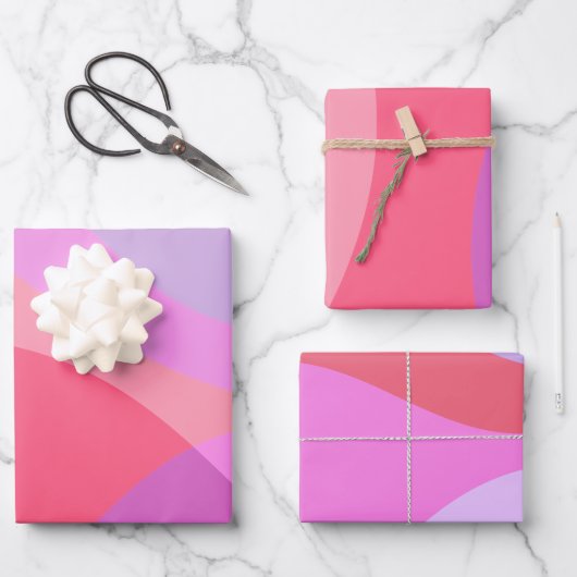 ラベンダーセットの湾曲波ラッピング紙 ラッピングペーパーシート (正面)