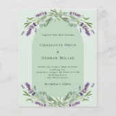 ラベンダーセージ緑のアーチバジェット結婚式招待状 (正面)