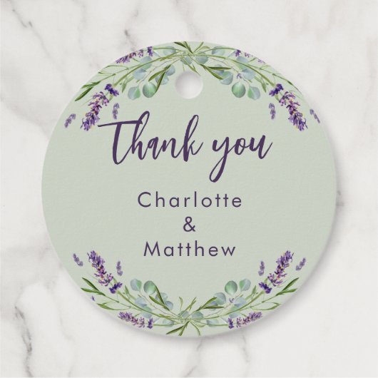 ラベンダーセージ緑の愛は甘い結婚式の引き出物 フェイバータグ (裏面)