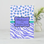 ラベンダーゼブラヒョウ50番目の誕生日招待状 招待状 (スタンド正面)