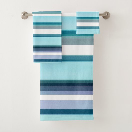 ラベンダーターコイズ水カラーストライプ バスタオルセット (インサイチュ)