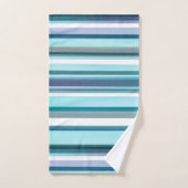 ラベンダーターコイズ水カラーストライプ バスタオルセット (ハンドタオル)
