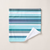 ラベンダーターコイズ水カラーストライプ バスタオルセット (ウォッシュタオル)