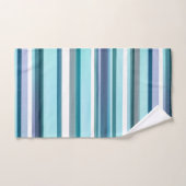 ラベンダーターコイズ水カラーストライプ バスタオルセット (ハンドタオル)