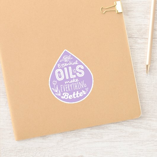 ラベンダーダイカット必須油ドロップ シール (ノートブック)