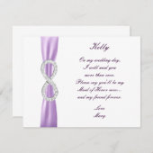 ラベンダーダイヤモンドインフィニティメイド・オブ・オーナー（花嫁付き添い人）カード 招待状 (正面/裏面)